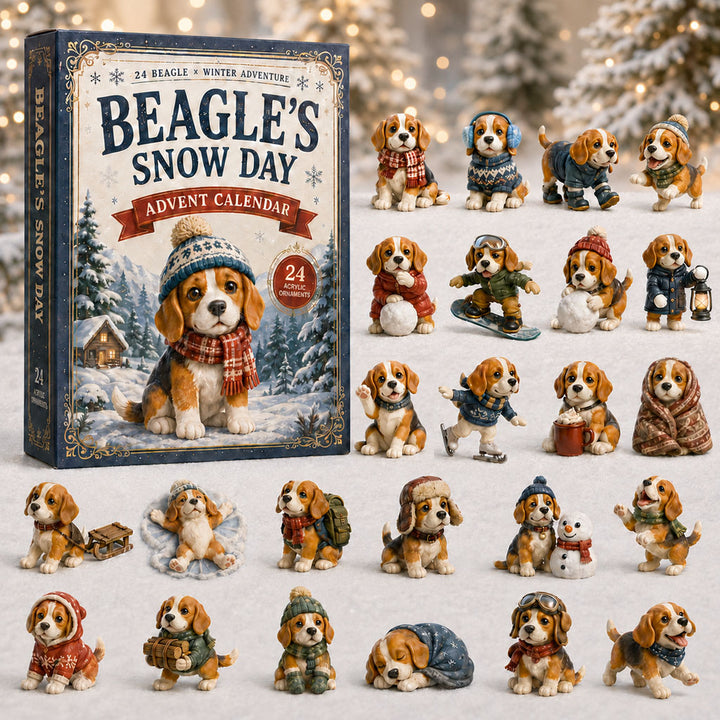 CHRISTMAS KICKOFF 40% OFF - Beagle Snow Day Advent Calendar 2026 - 24-Day Festive Countdown, Acrylic Charms Blind Box - Gift For Beagle Lovers AC0NT128