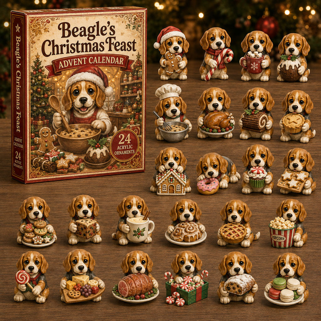 CHRISTMAS KICKOFF 40% OFF - Beagles Christmas Feast Advent Calendar 2026 - 24-Day Festive Countdown, Acrylic Charms Blind Box - Gift For Beagle Lovers AC0NT067