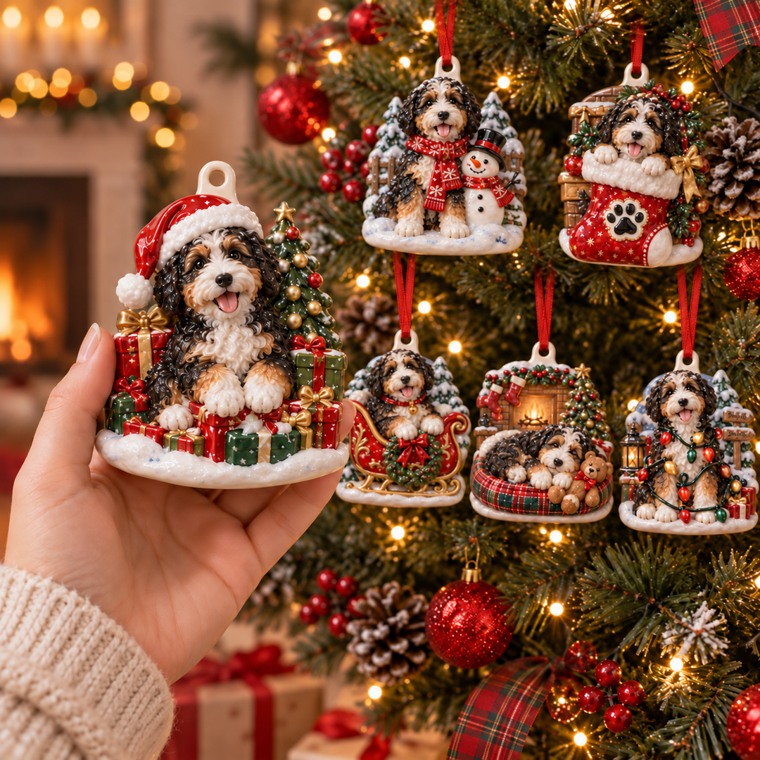 Bernedoodle Christmas Acrylic Ornament Gift Set NCU0TM172