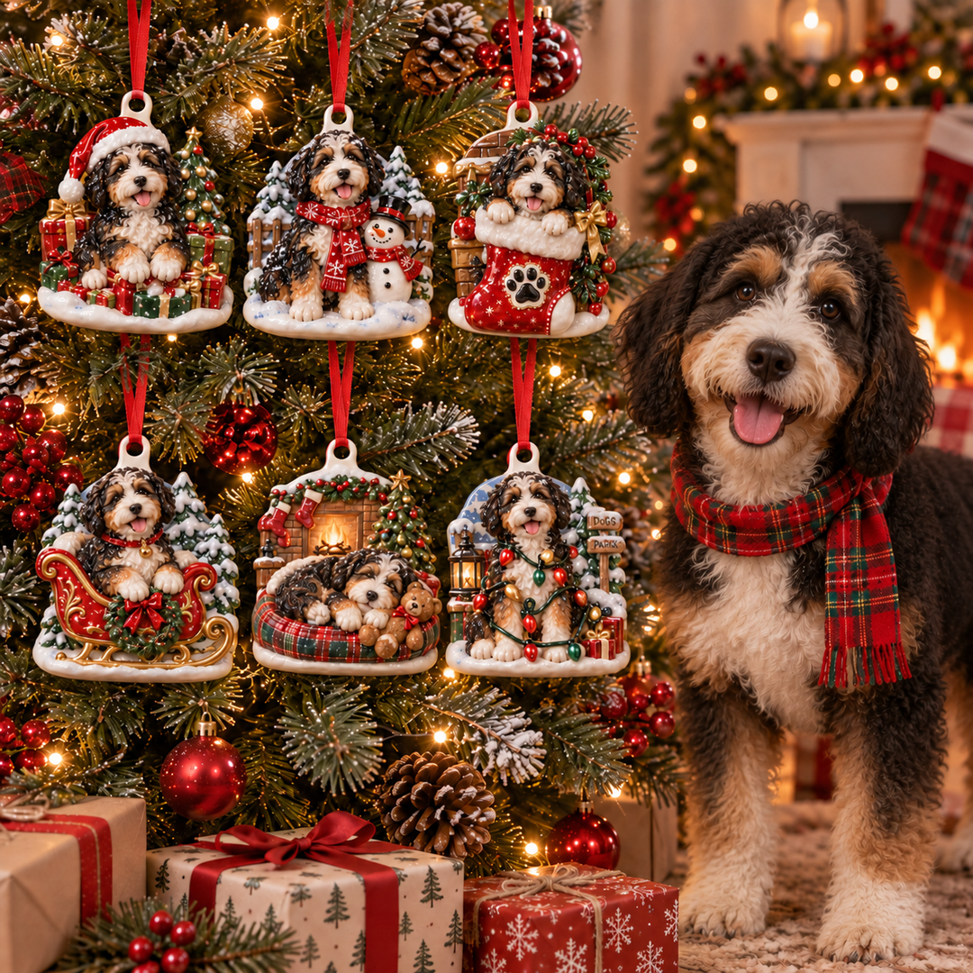 Bernedoodle Christmas Acrylic Ornament Gift Set NCU0TM172