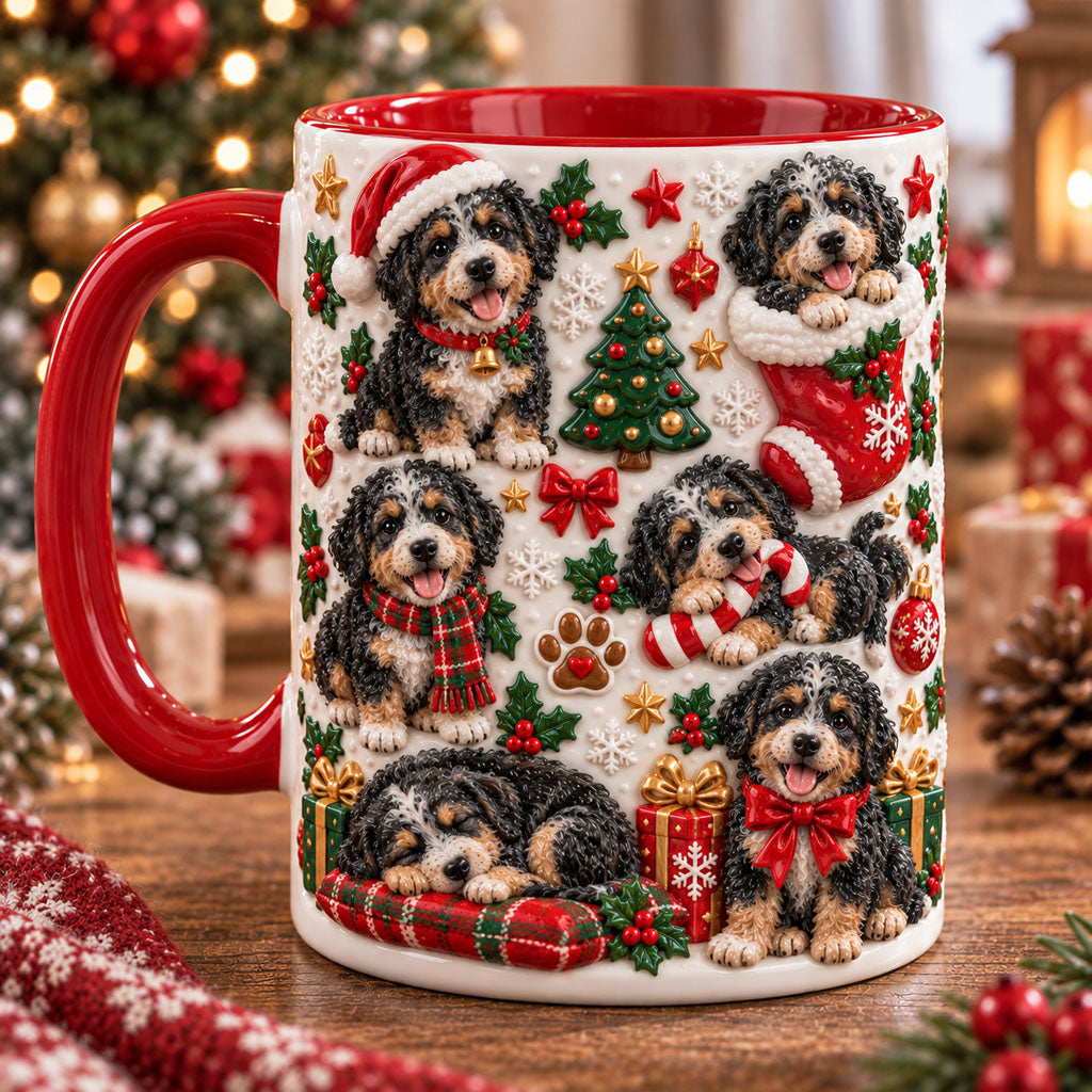 Bernedoodle Christmas 3D Effect Printed Accent Mug NCU0NT128