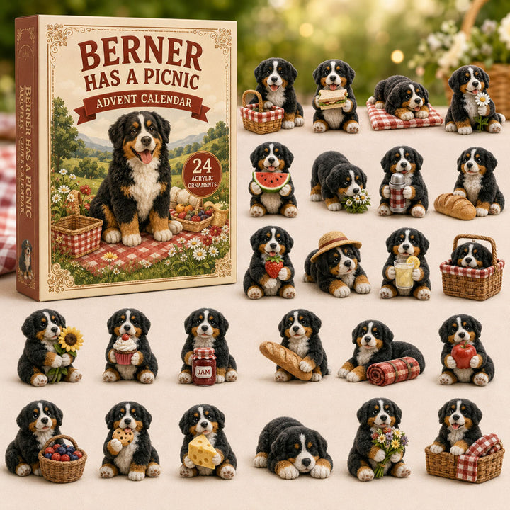 CHRISTMAS KICKOFF 40% OFF - Berner Has A Picnic Advent Calendar 2026 - 24-Day Festive Countdown, Acrylic Charms Blind Box - Gift For Bernese Lovers AC0TM178