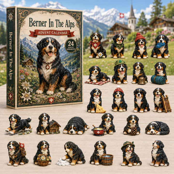 CHRISTMAS KICKOFF 40% OFF - Berner In The Alps Advent Calendar 2026 - 24-Day Festive Countdown, Acrylic Charms Blind Box - Gift For Bernese Mountain Dog Lovers AC0NT141