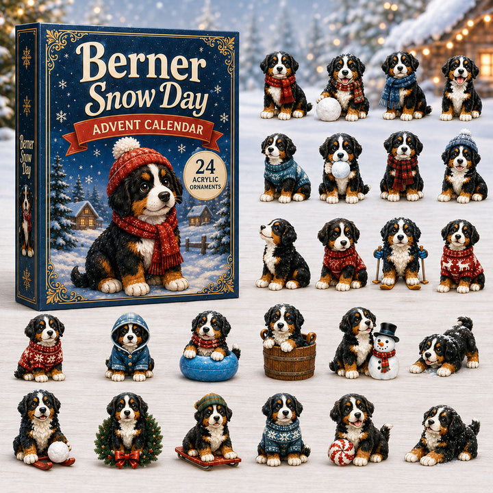 CHRISMAST KICKOFF 40% OFF - Berner Snow Day Advent Calendar 2026 - 24-Day Festive Countdown, Acrylic Charms Blind Box - Gift For Bernese Mountain Dog Lovers AC0NT163