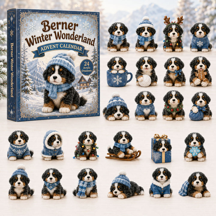 CHRISTMAS KICKOFF 40% OFF - Berner Winter Wonderland Advent Calendar 2026 - 24-Day Festive Countdown, Acrylic Charms Blind Box - Gift For Bernese Mountain Dog Lovers AC0HA132