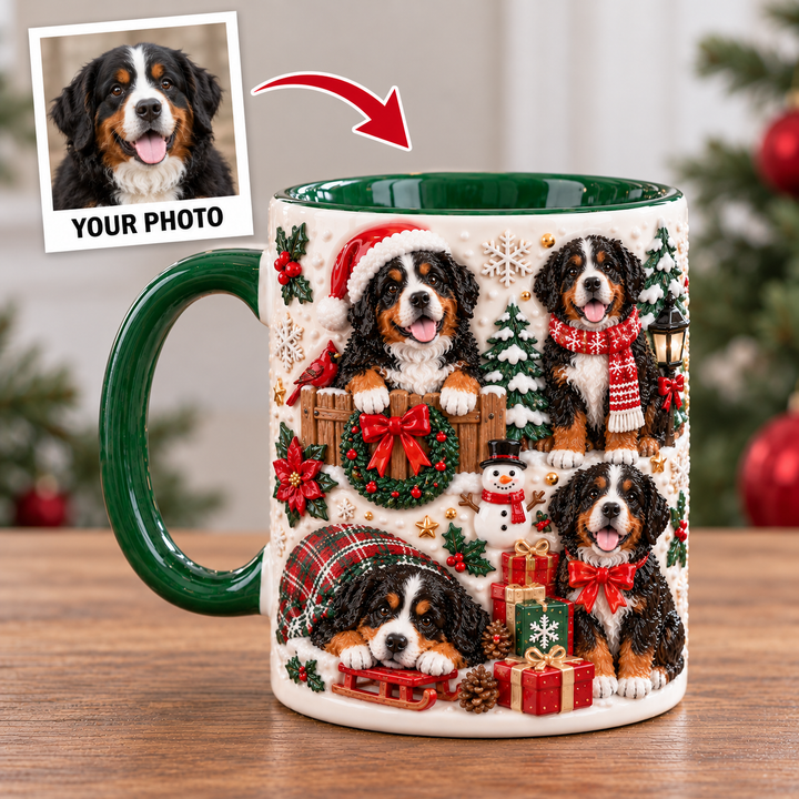 Bernese Mountain Christmas Personalized 3D Effect Printed Accent Mug UPL0TH009
