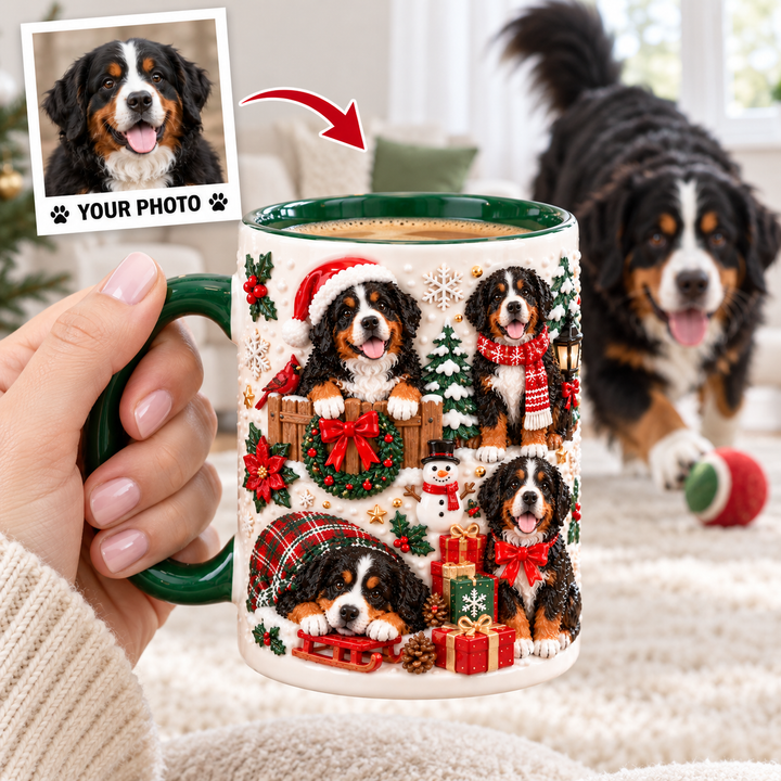 Bernese Mountain Christmas Personalized 3D Effect Printed Accent Mug UPL0TH009