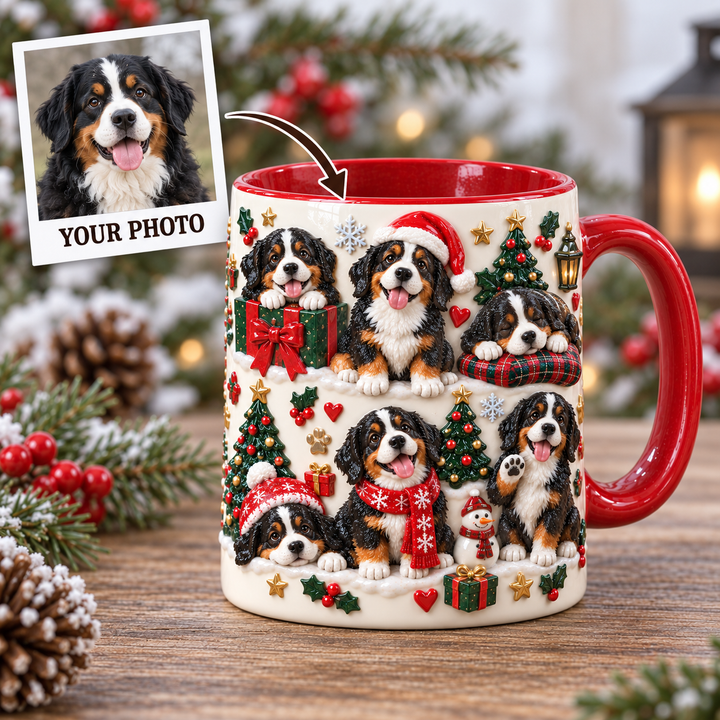 Bernese Mountain Dog Christmas Personalized 3D Effect Printed Accent Mug UPL0NT002