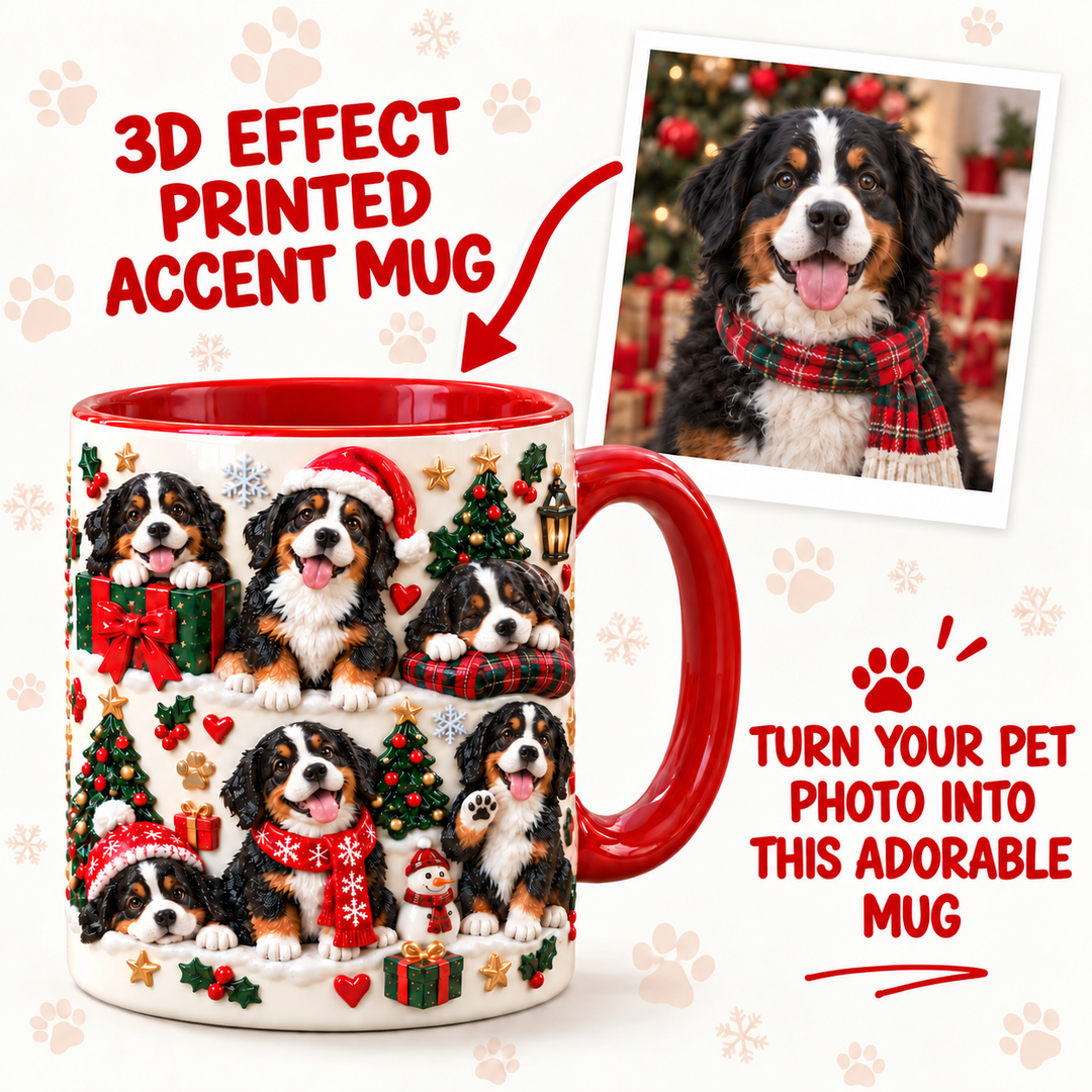 Bernese Mountain Dog Christmas Personalized 3D Effect Printed Accent Mug UPL0NT002