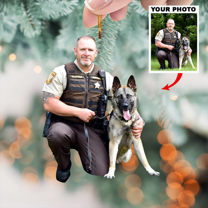 Best Comrade - Personalized Photo Mica Ornament - Christmas Gift For Policeman
