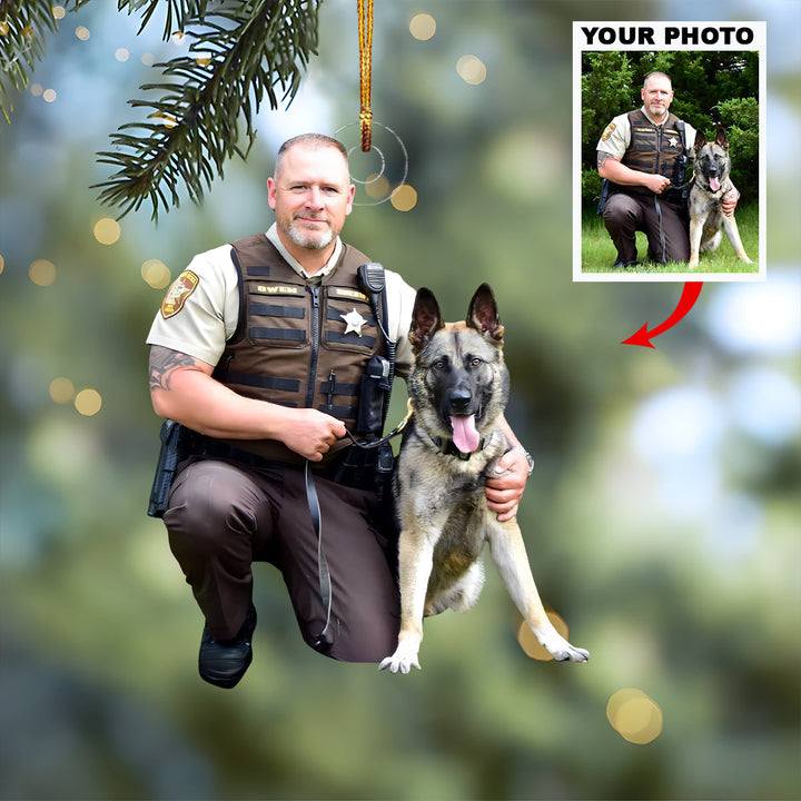Best Comrade - Personalized Photo Mica Ornament - Christmas Gift For Policeman