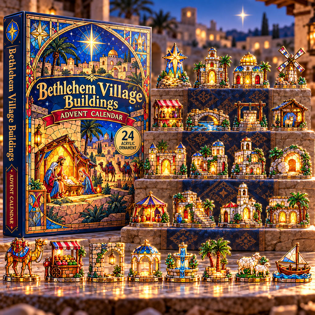 CHRISTMAS KICKOFF 40% OFF - Bethlehem Village Buildings Advent Calendar 2026 - 24-Day Festive Countdown, Acrylic Charms Blind Box - Gift For Family, Friends AC0HA565