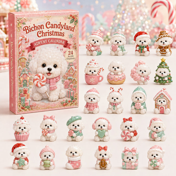 CHRISMAST KICKOFF 40% OFF - Bichon Candyland Christmas Advent Calendar 2026 - 24-Day Festive Countdown, Acrylic Charms Blind Box - Gift For Bichon Frise Lovers AC0HA106