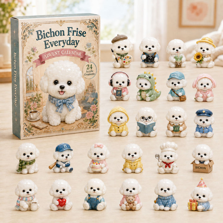 CHRISMAST KICKOFF 40% OFF - Bichon Frise Everyday Advent Calendar 2026 - 24-Day Festive Countdown, Acrylic Charms Blind Box - Gift For Bichon Frise Lovers AC0HA107