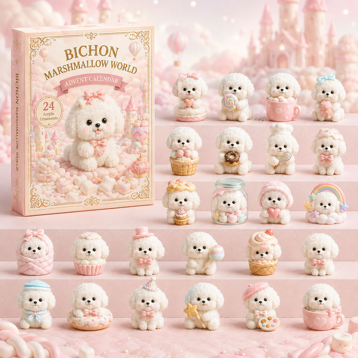 CHRISMAST KICKOFF 40% OFF - Bichon Marshmallow World Advent Calendar 2026 - 24-Day Festive Countdown, Acrylic Charms Blind Box - Gift For Bichon Frise Lovers AC0HA108