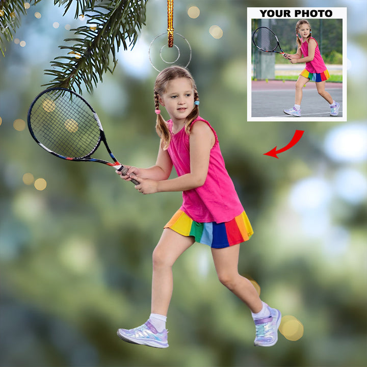 Big Swing - Personalized Photo Mica Ornament - Gift For Tennis Lover, Tennis Player, Family Member