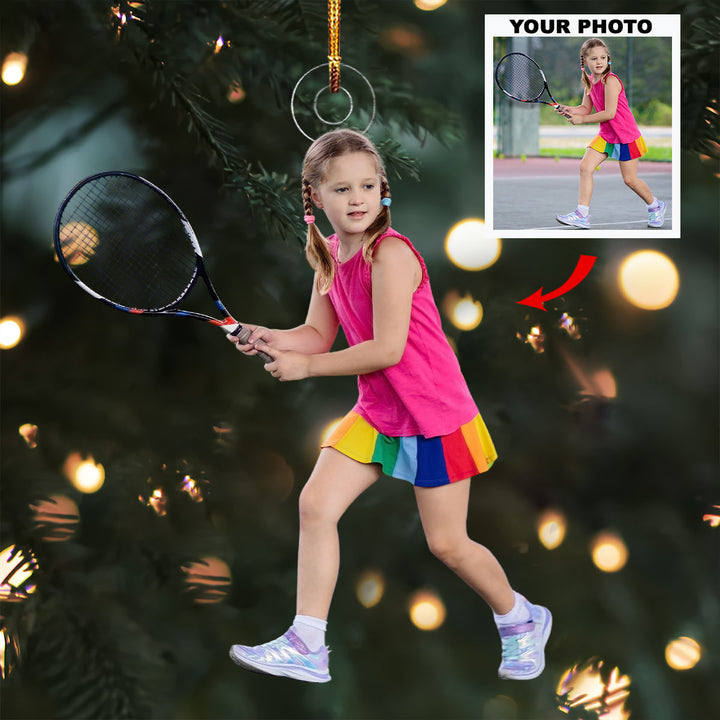 Big Swing - Personalized Photo Mica Ornament - Gift For Tennis Lover, Tennis Player, Family Member