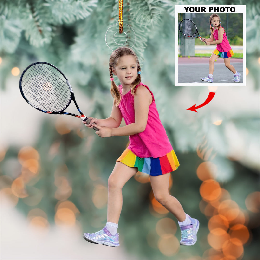 Big Swing - Personalized Photo Mica Ornament - Gift For Tennis Lover, Tennis Player, Family Member