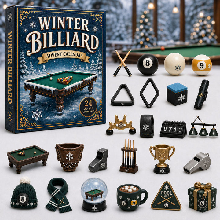 CHRISTMAS KICKOFF 40% OFF - Billiards Snow Advent Calendar 2026 - 24-Day Festive Countdown, Acrylic Charms Blind Box - Gift For Billiards Lovers AC0TM073