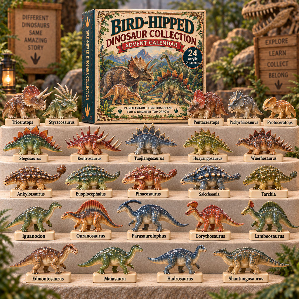 CHRISTMAS KICKOFF 40% OFF - Bird-Hipped Dinosaur Collection Advent Calendar 2026 - 24-Day Festive Countdown, Acrylic Charms Blind Box - Gift For Dinosaurs Lovers AC0TM406