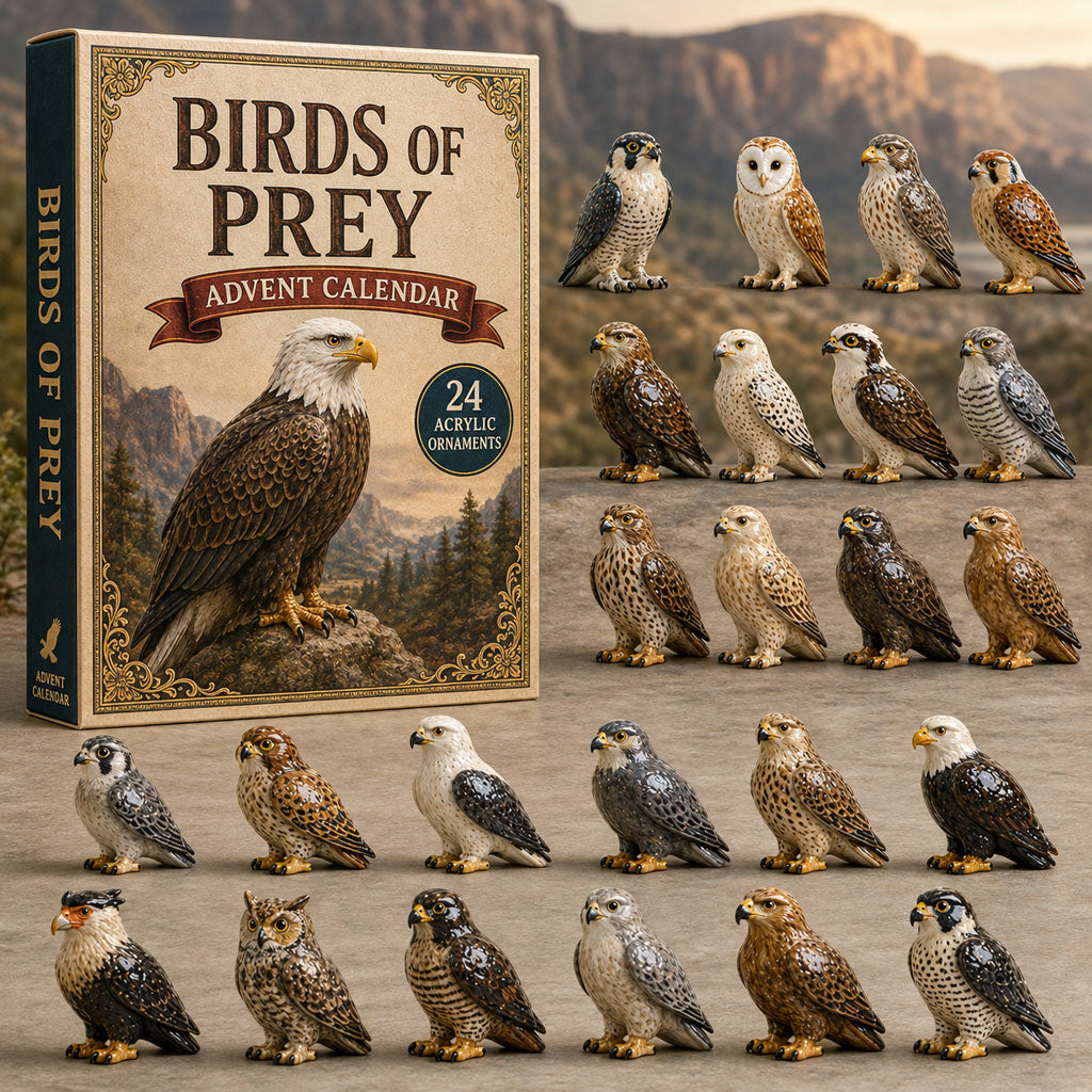 CHRISTMAS KICKOFF 40% OFF - Birds Of Prey Advent Calendar 2026 - 24-Day Festive Countdown, Acrylic Charms Blind Box - Gift For Bird Lovers AC0TM218
