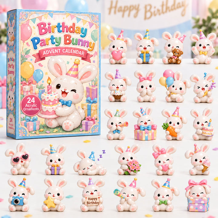 CHRISTMAS KICKOFF 40% OFF - Birthday Party Bunny Advent Calendar 2026 - 24-Day Festive Countdown, Acrylic Charms Blind Box - Gift For Bunny Lovers AC0HA242
