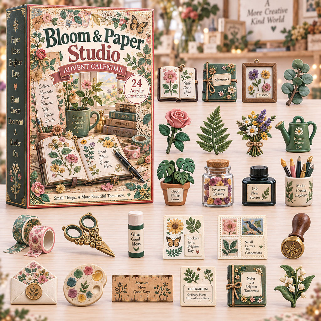 CHRISTMAS KICKOFF 40% OFF - Bloom Paper Studio Advent Calendar 2026 - 24-Day Festive Countdown, Acrylic Charms Blind Box - Gift For Scrapbooking Lovers AC0TH339