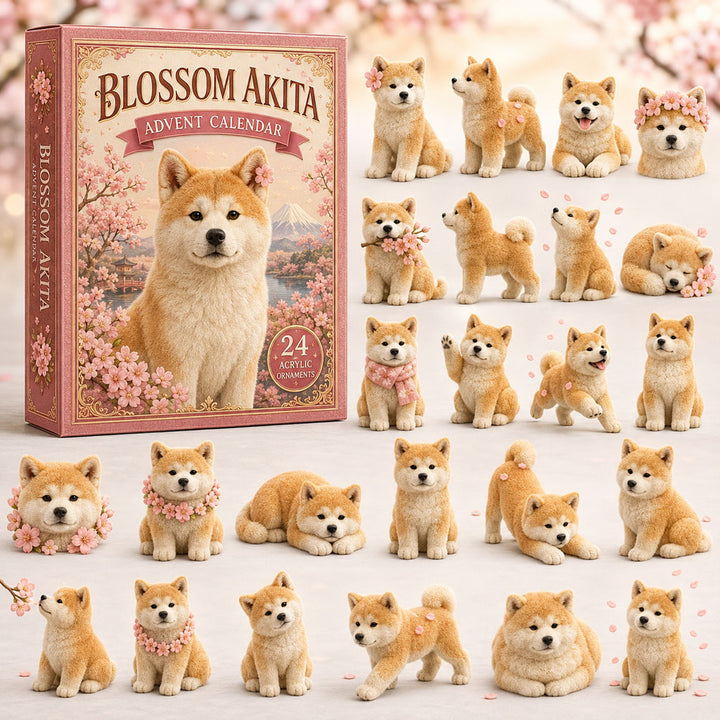 CHRISTMAS KICKOFF 40% OFF - Blossom Akita Advent Calendar 2026 - 24-Day Festive Countdown, Acrylic Charms Blind Box - Gift For Dog Lovers AC0TM015