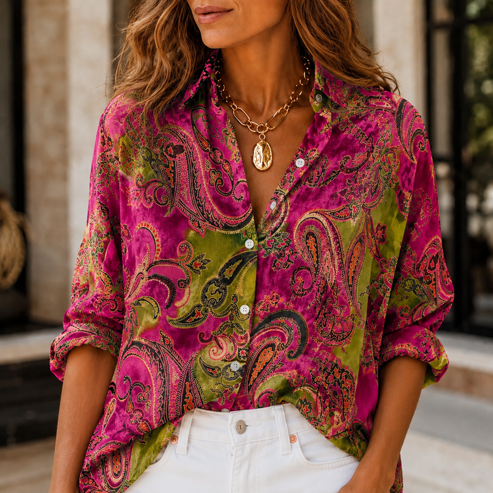 Bohemian Rose Women's Plus Size Casual Shirt Long Sleeve NCU0PT164