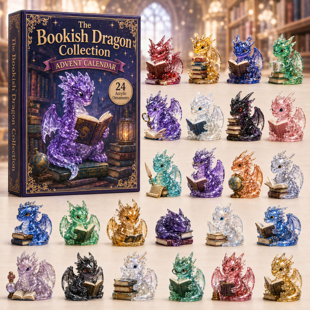 CHRISTMAS KICKOFF 40% OFF - Bookish Dragon Advent Calendar 2026 - 24-Day Festive Countdown, Acrylic Charms Blind Box - Gift For Dragon Lovers