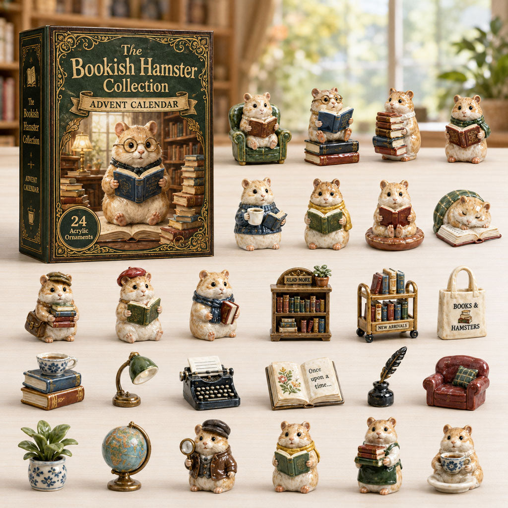CHRISTMAS KICKOFF 40% OFF - Bookish Hamster Advent Calendar 2026 - 24-Day Festive Countdown, Acrylic Charms Blind Box - Gift For Hamster Lovers AC0TH005