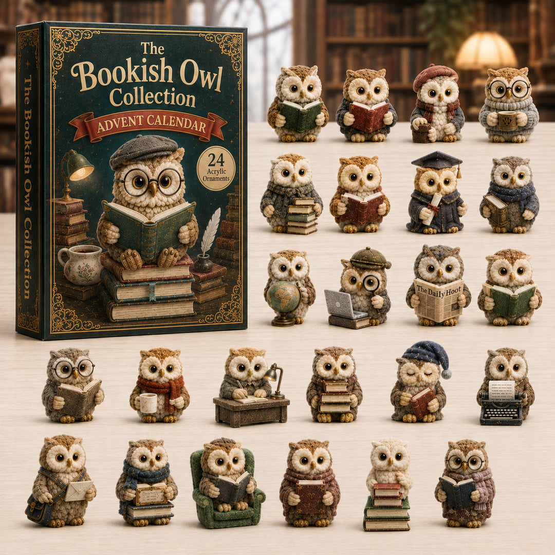 CHRISTMAS KICKOFF 40% OFF - Bookish Owl Collection Advent Calendar 2026 - 24-Day Festive Countdown, Acrylic Charms Blind Box - Gift For Owl Lovers