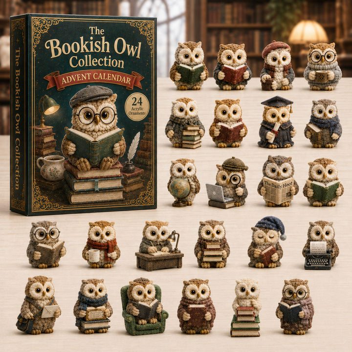 CHRISTMAS KICKOFF 40% OFF - Bookish Owl Collection Advent Calendar 2026 - 24-Day Festive Countdown, Acrylic Charms Blind Box - Gift For Owl Lovers