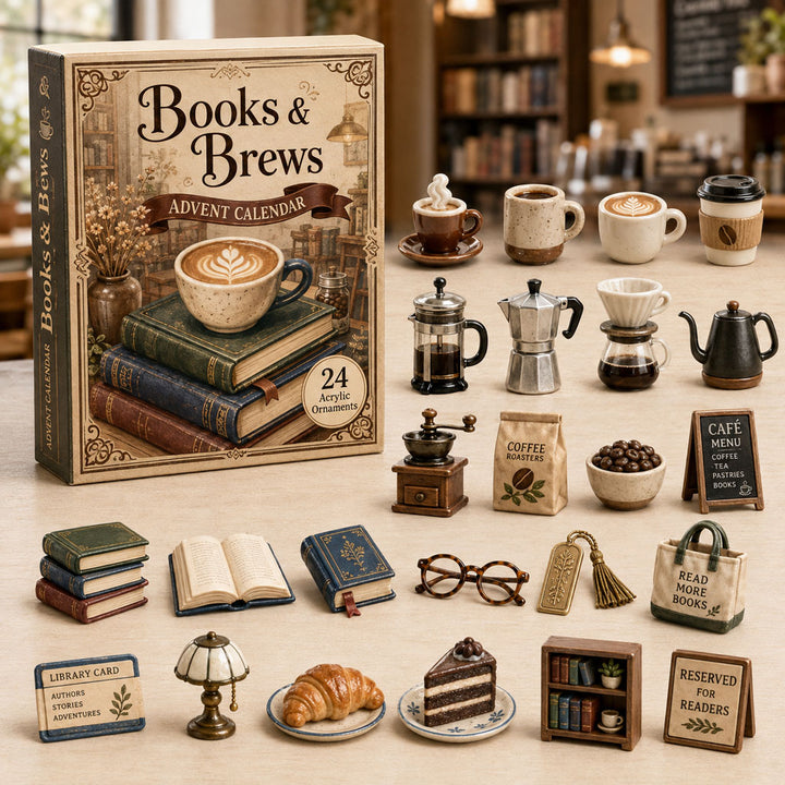 CHRISMAST KICKOFF 40% OFF - Books And Brews Advent Calendar 2026 - 24-Day Festive Countdown, Acrylic Charms Blind Box - Gift For Coffee Lovers AC0TH160