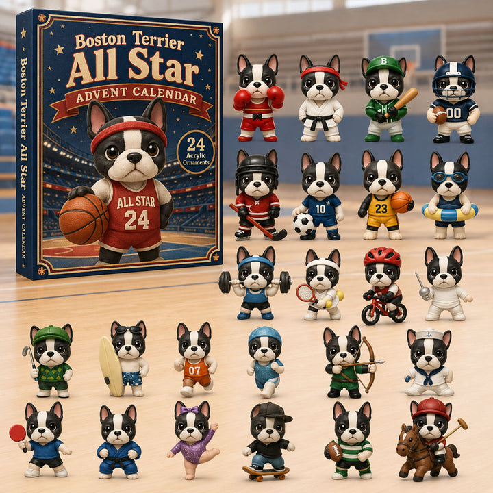 CHRISMAST KICKOFF 40% OFF - Boston Terrier All-Star Advent Calendar 2026 - 24-Day Festive Countdown, Acrylic Charms Blind Box - Gift For Dog Lovers AC0TH145