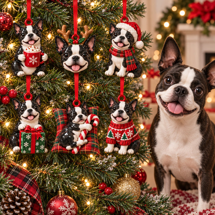 Boston Terrier Christmas Acrylic Ornament Gift Set NCU0HT174