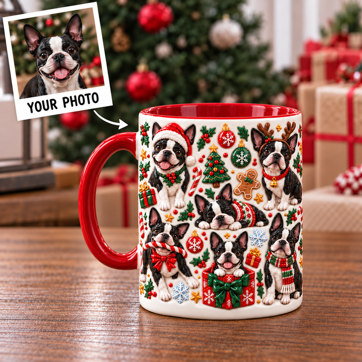 Boston Terrier Personalized 3D Effect Printed Accent Mug UPL0TM004