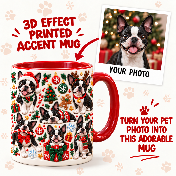Boston Terrier Personalized 3D Effect Printed Accent Mug UPL0TM004