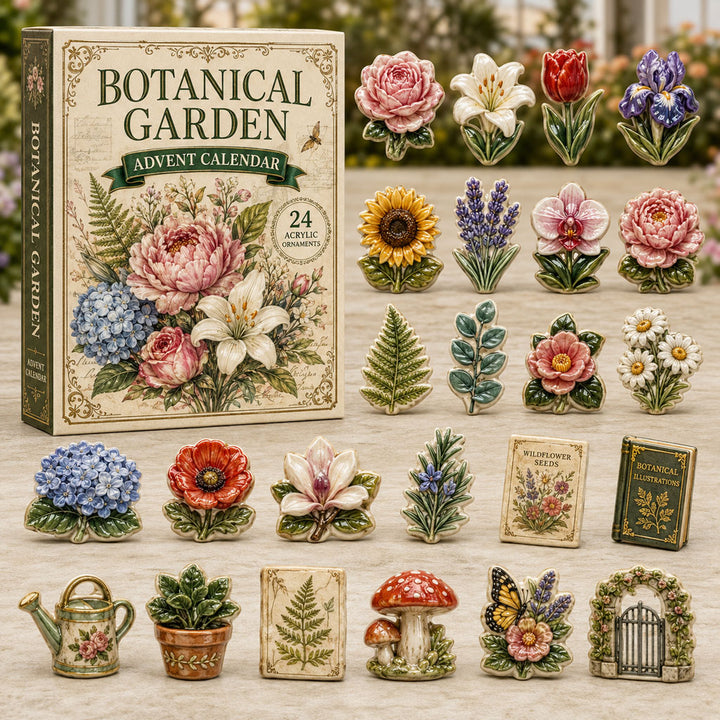 CHRISTMAS KICKOFF 40% OFF - Botanical Garden Advent Calendar 2026 - 24-Day Festive Countdown, Acrylic Charms Blind Box - Gift For Gardening Lovers AC0TM042