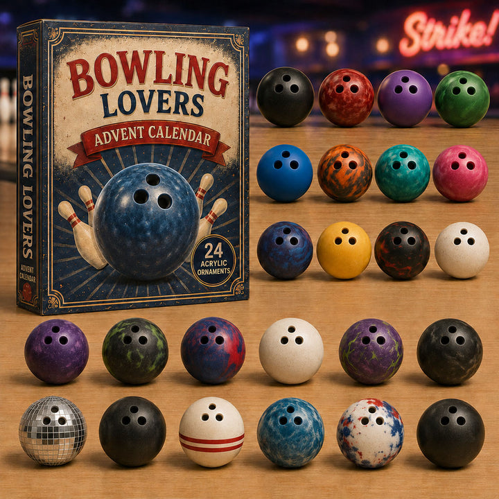 CHRISTMAS KICKOFF 40% OFF - Bowling Balls Advent Calendar 2026 - 24-Day Festive Countdown, Acrylic Charms Blind Box - Gift For Bowling Lovers AC0TM054
