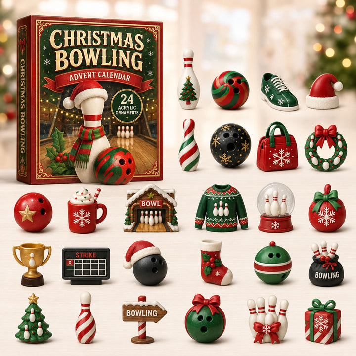 CHRISTMAS KICKOFF 40% OFF - Bowling Christmas Advent Calendar 2026 - 24-Day Festive Countdown, Acrylic Charms Blind Box - Gift For Bowling Lovers AC0TM056