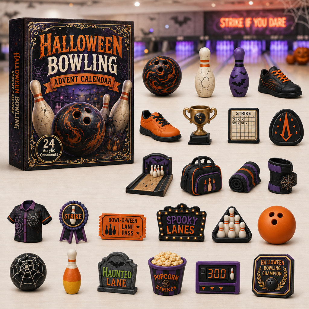 HALLOWEEN KICKOFF 40% OFF - Bowling Halloween Advent Calendar 2026 - 24-Day Festive Countdown, Acrylic Charms Blind Box - Gift For Bowling Lovers AC0TM055