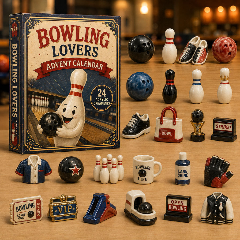 CHRISTMAS KICKOFF 40% OFF - Bowling Mascot Advent Calendar 2026 - 24-Day Festive Countdown, Acrylic Charms Blind Box - Gift For Bowling Lovers AC0TM053