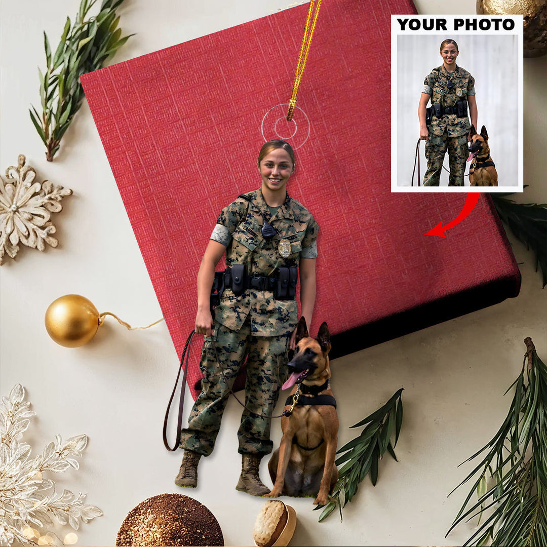 Brave Comrade - Personalized Photo Mica Ornament - Christmas Gift For Policeman