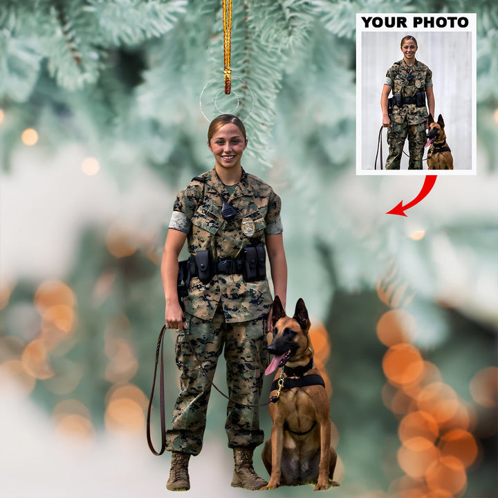 Brave Comrade - Personalized Photo Mica Ornament - Christmas Gift For Policeman