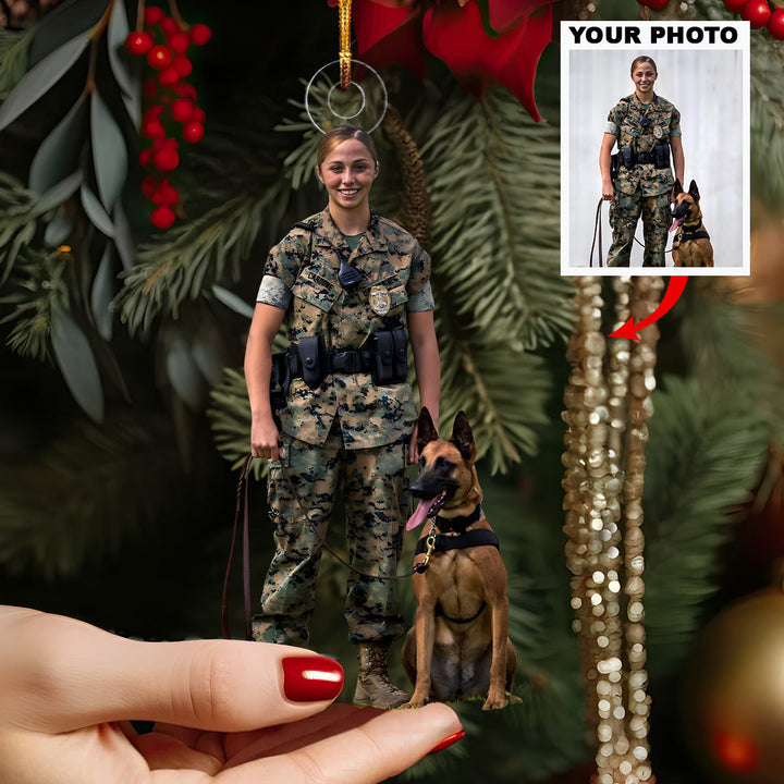 Brave Comrade - Personalized Photo Mica Ornament - Christmas Gift For Policeman