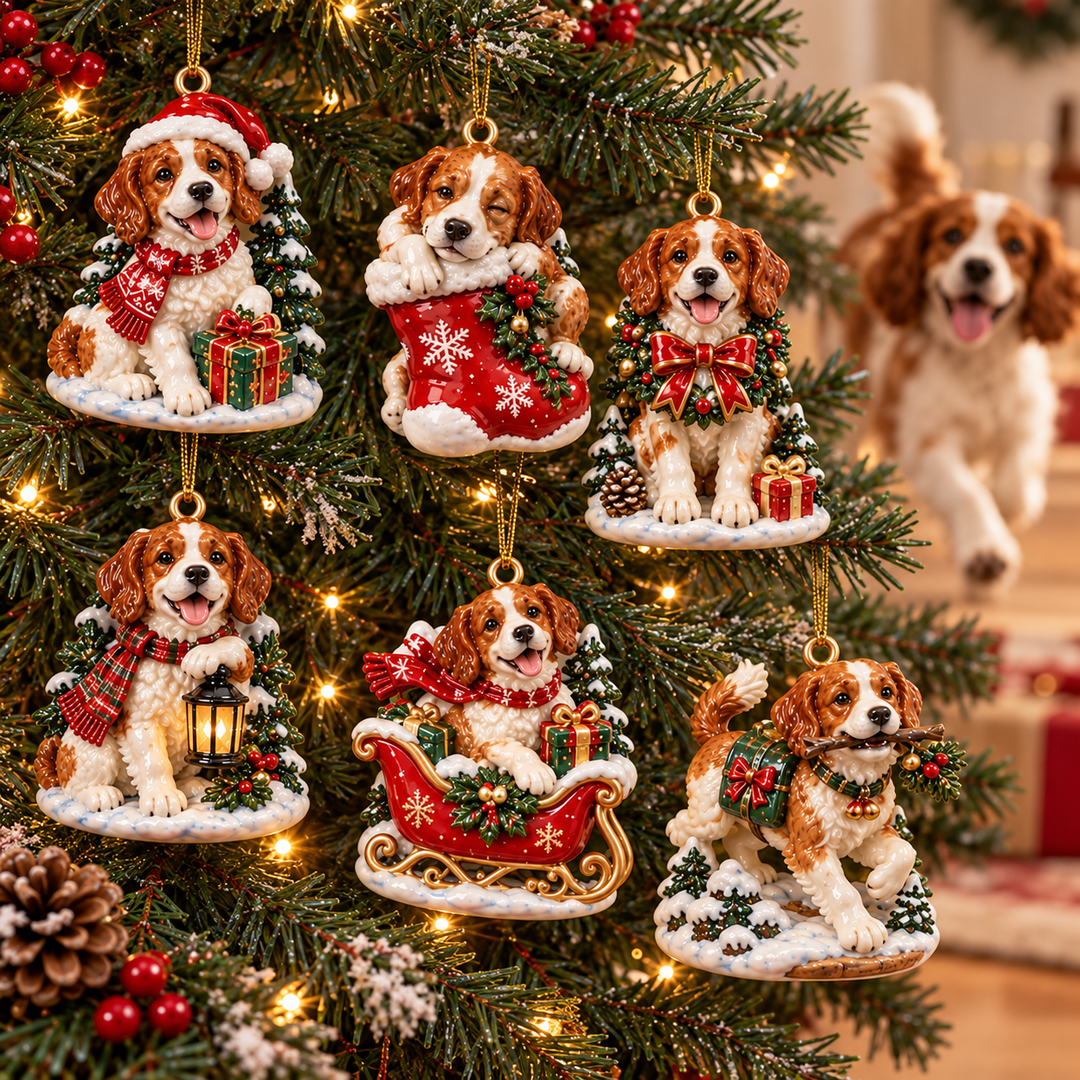 Brittany Spaniel Christmas Acrylic Ornament Gift Set NCU0TH110