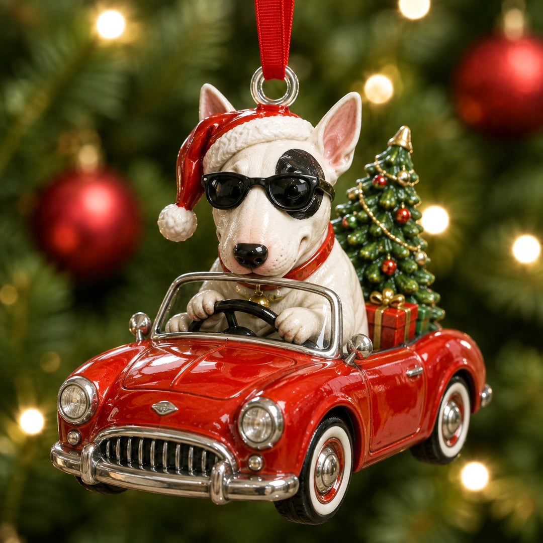 Bull Terrier Xmas Ride Mica Ornament NCU0HT093