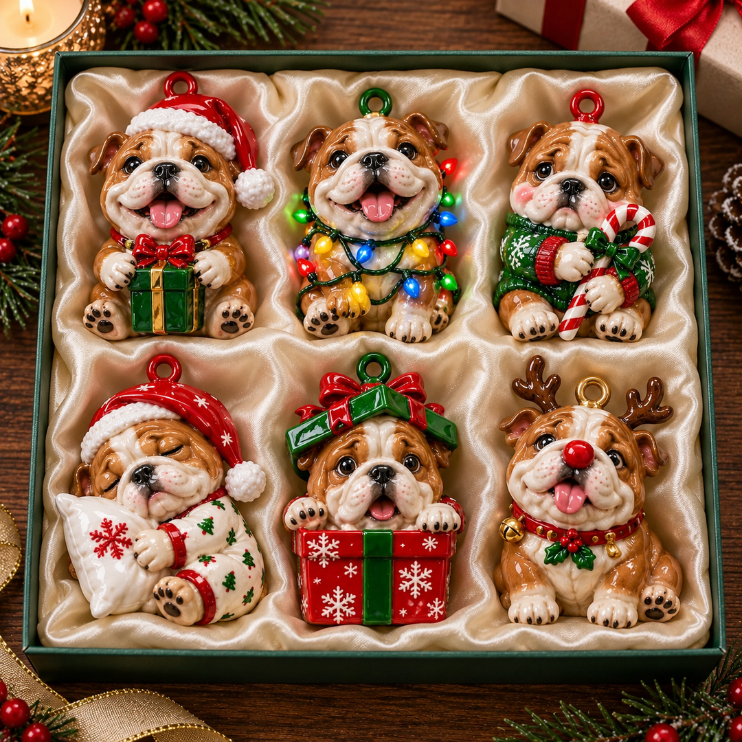 Bulldog Christmas Acrylic Ornament Gift Set NCU0TH044