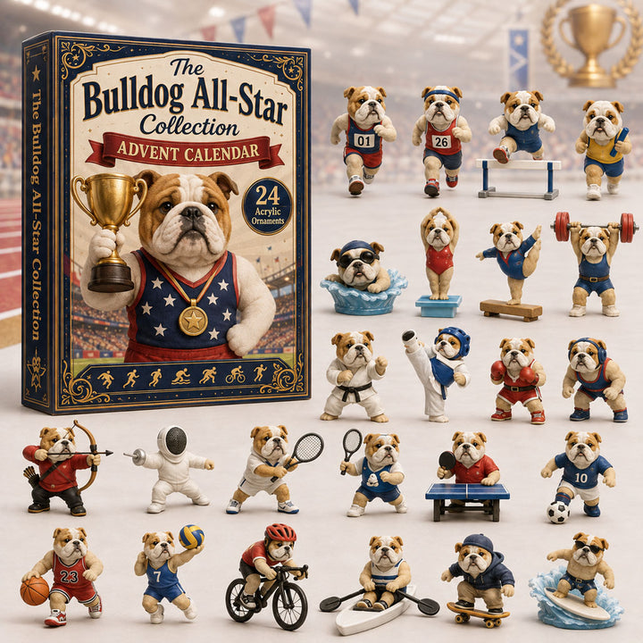CHRISMAST KICKOFF 40% OFF - Bulldog All Star Advent Calendar 2026 - 24-Day Festive Countdown, Acrylic Charms Blind Box - Gift For Dog Lovers AC0TH129